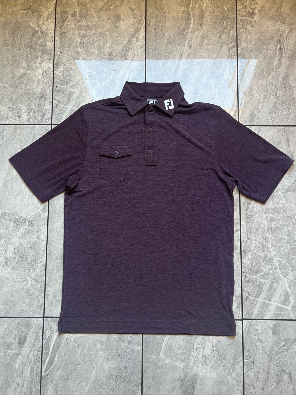 FootJoy FJ Men Purple Heather Pocket Golf Polo Stretch ProDry Embroidered Sz M